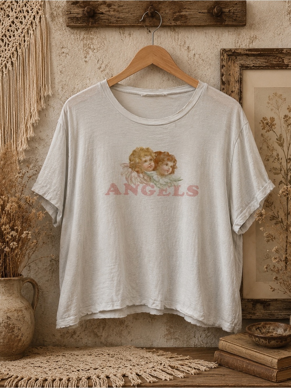 Romwe Angel Graphic T-Shirt Crop Top‎